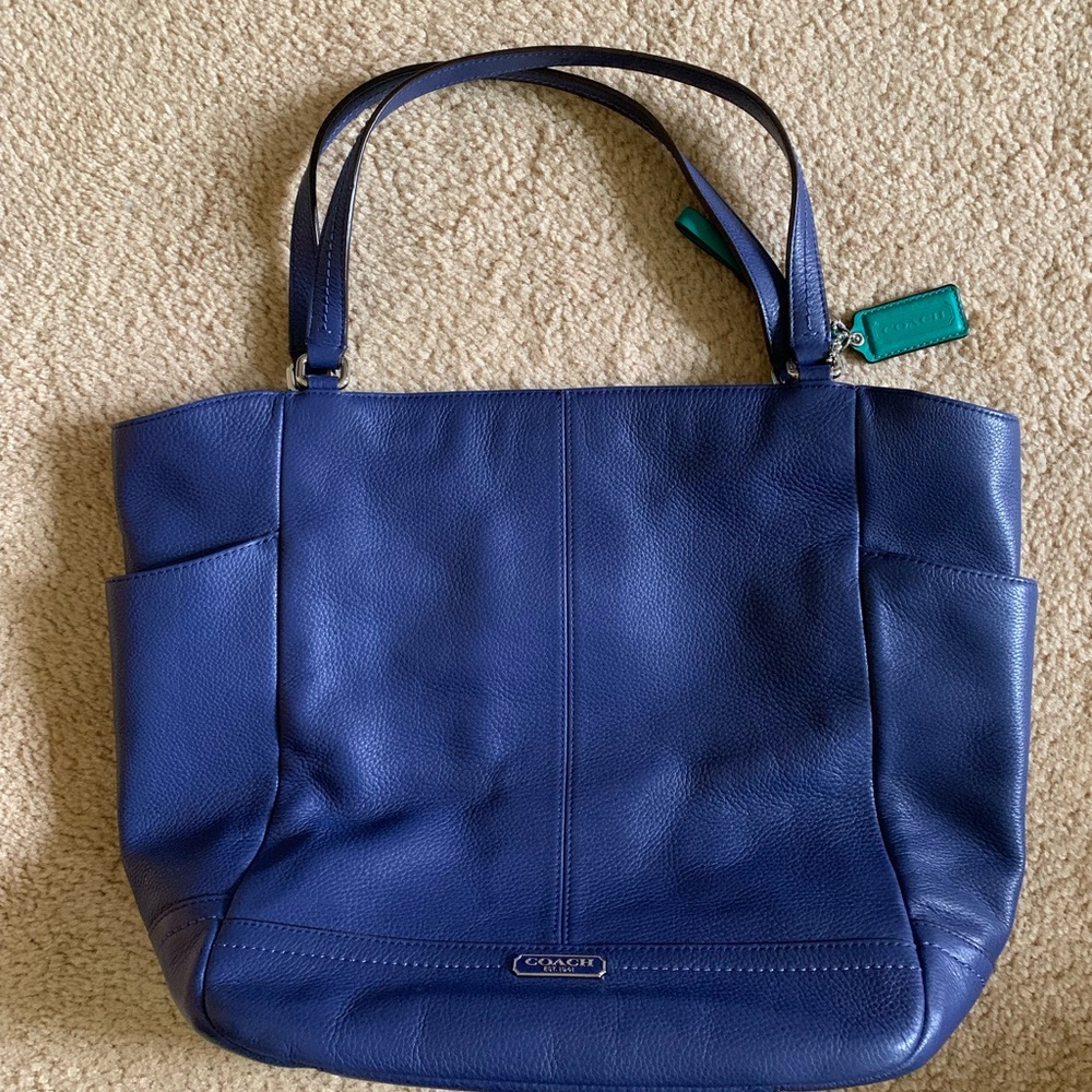 Coach Blue Structured Leather Tote